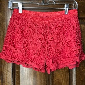 Crochet coral shorts